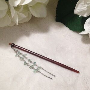 Hair Pin with Aqua Crystal Beads